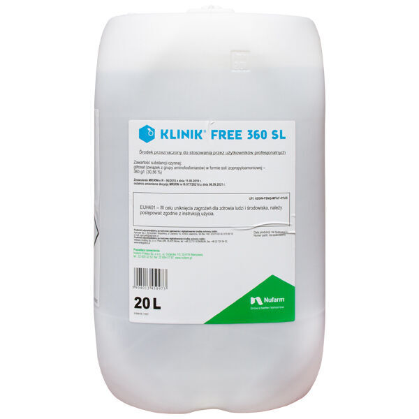 herbicide Nufarm KLINIK FREE 360 SL 20L glifosat neuf