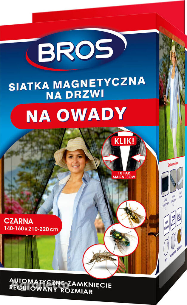insecticide Bros Siatka Drzwi  160x220 Czarna neuf